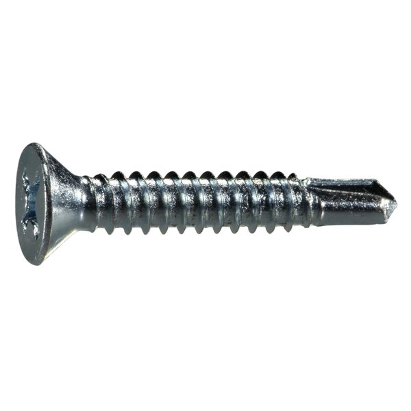 Midwest Fastener Self-Drilling Screw, #14 x 1-1/2 in, Zinc Plated Steel Flat Head Phillips Drive, 100 PK 55241